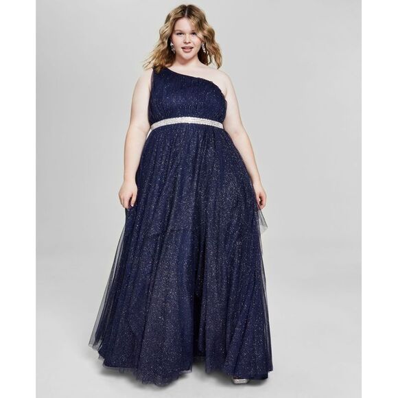 Trendy Plus Size One-Shoulder Gown - Picture 1 of 1